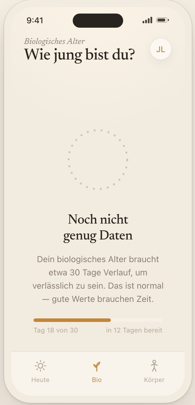 Bio-Screen mit noch nicht genug Daten Zustand